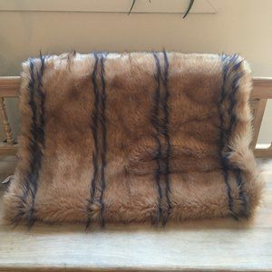 Anthropologie Faux Fur Striped Throw New